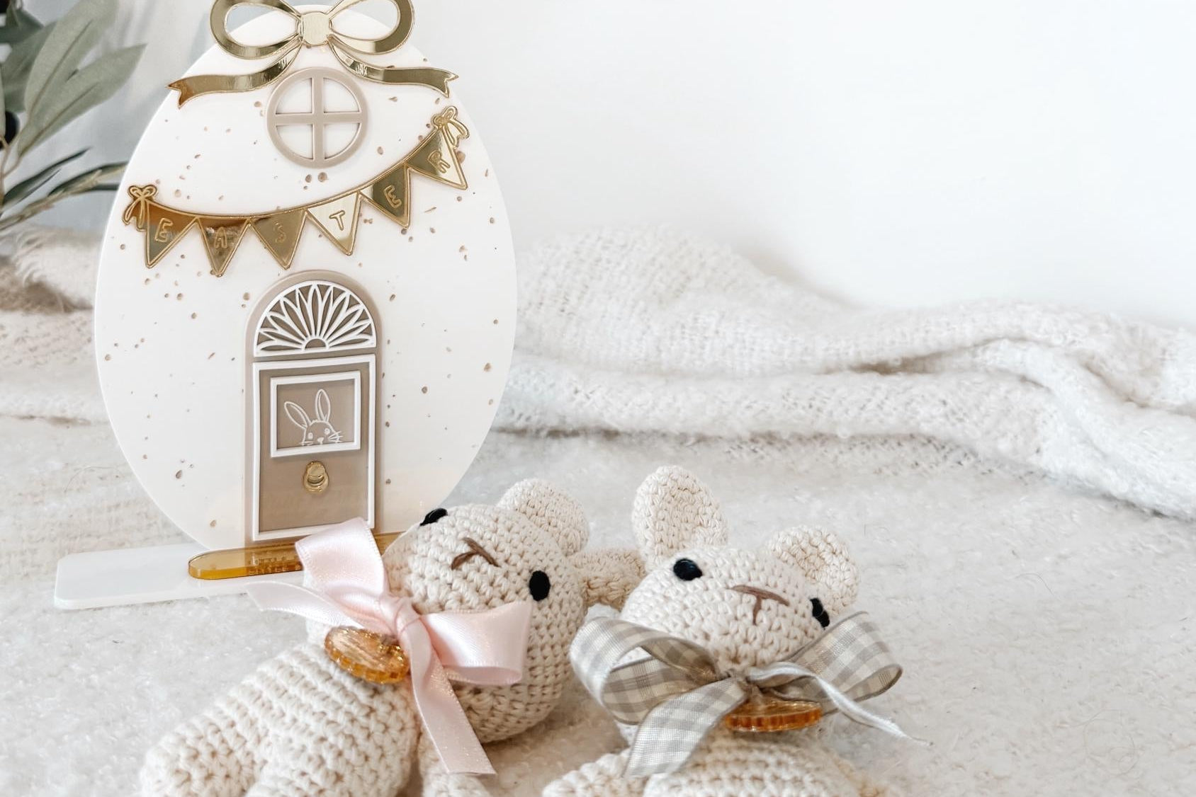 Easter Bunny Egg Cottage Decor | Tiered Tray Easter Decor | Spring Bunny Shelf Sitter | Farmhouse Easter Decoration | Easter Egg House