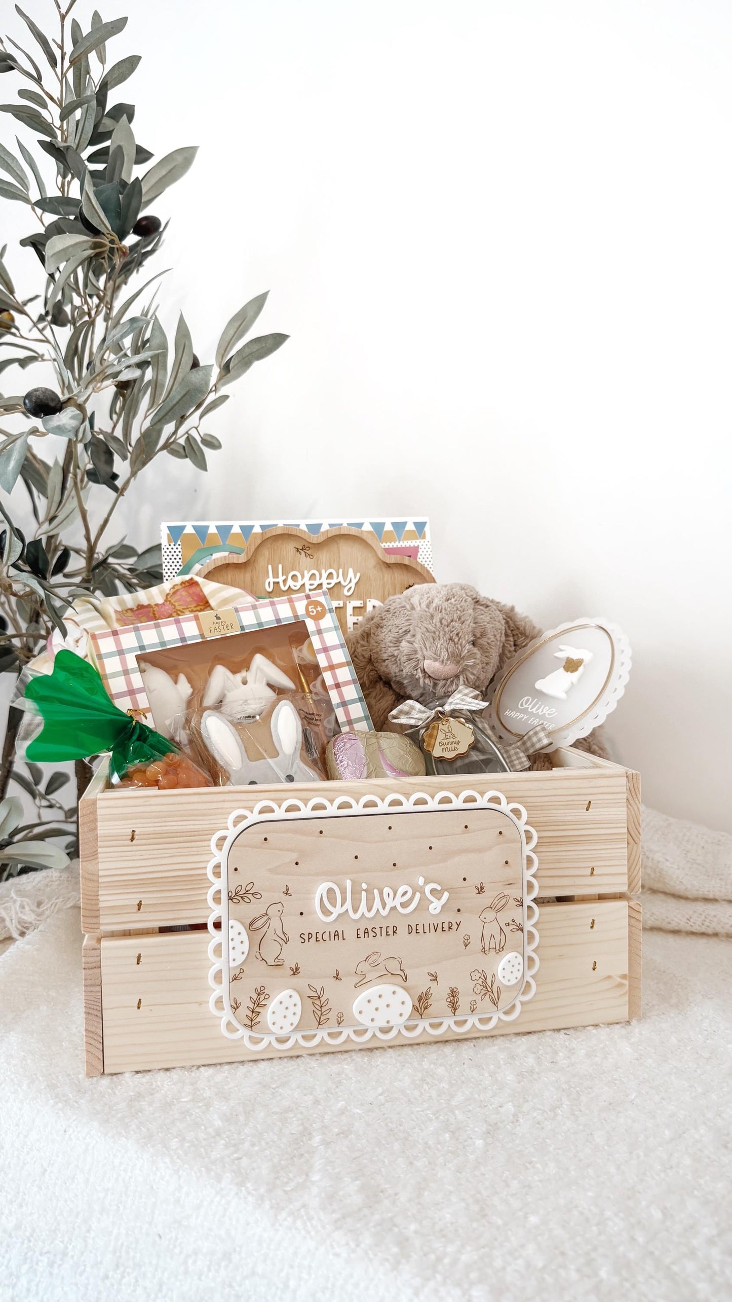 Personalised Easter Bunny Egg Crate Plaque - Personalised wooden crate