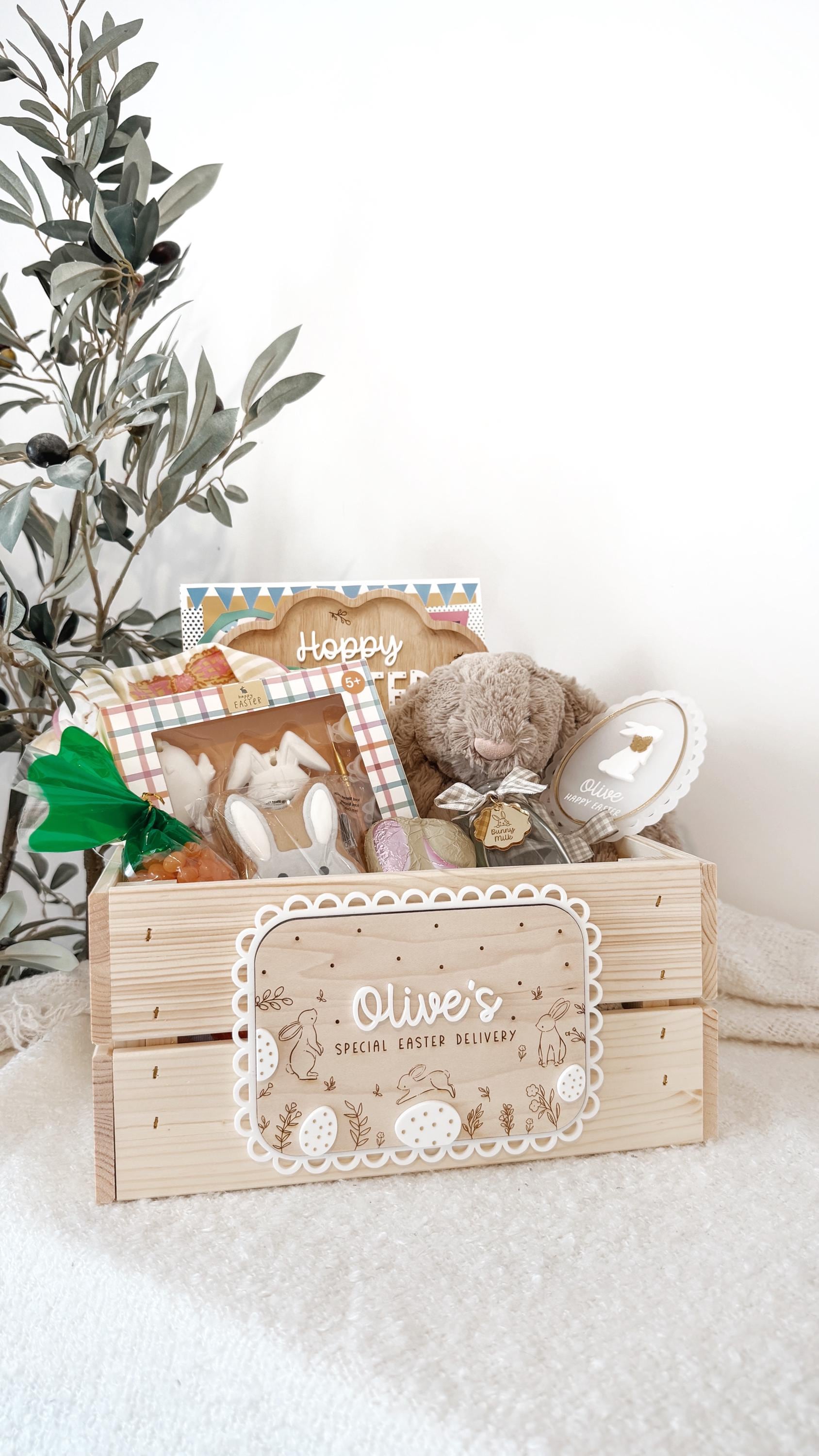 Personalised Easter Bunny Egg Crate Plaque - Personalised wooden crate