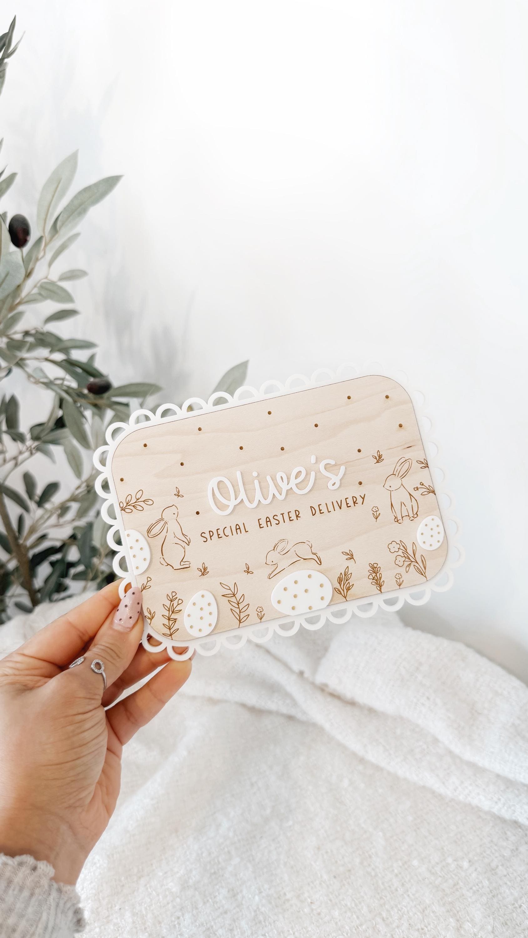 Personalised Easter Bunny Egg Crate Plaque - Personalised wooden crate