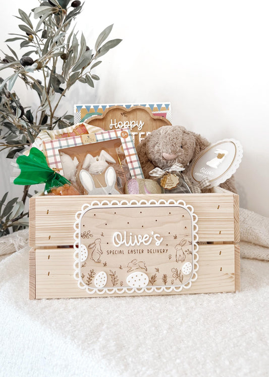 Personalised Easter Bunny Egg Crate Plaque - Personalised wooden crate