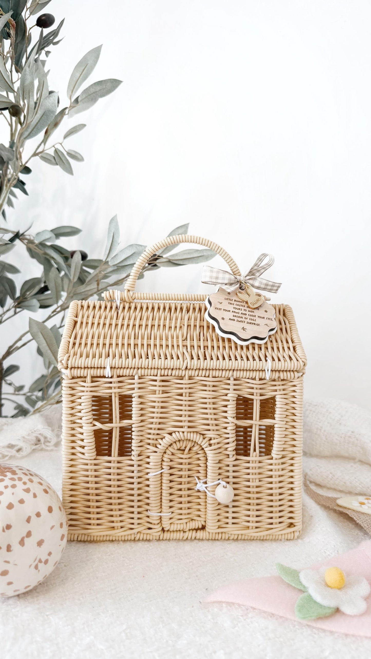 Personalised Easter Wicker Bunny House Basket | Wicker House Bag | Gift Basket | Maileg House