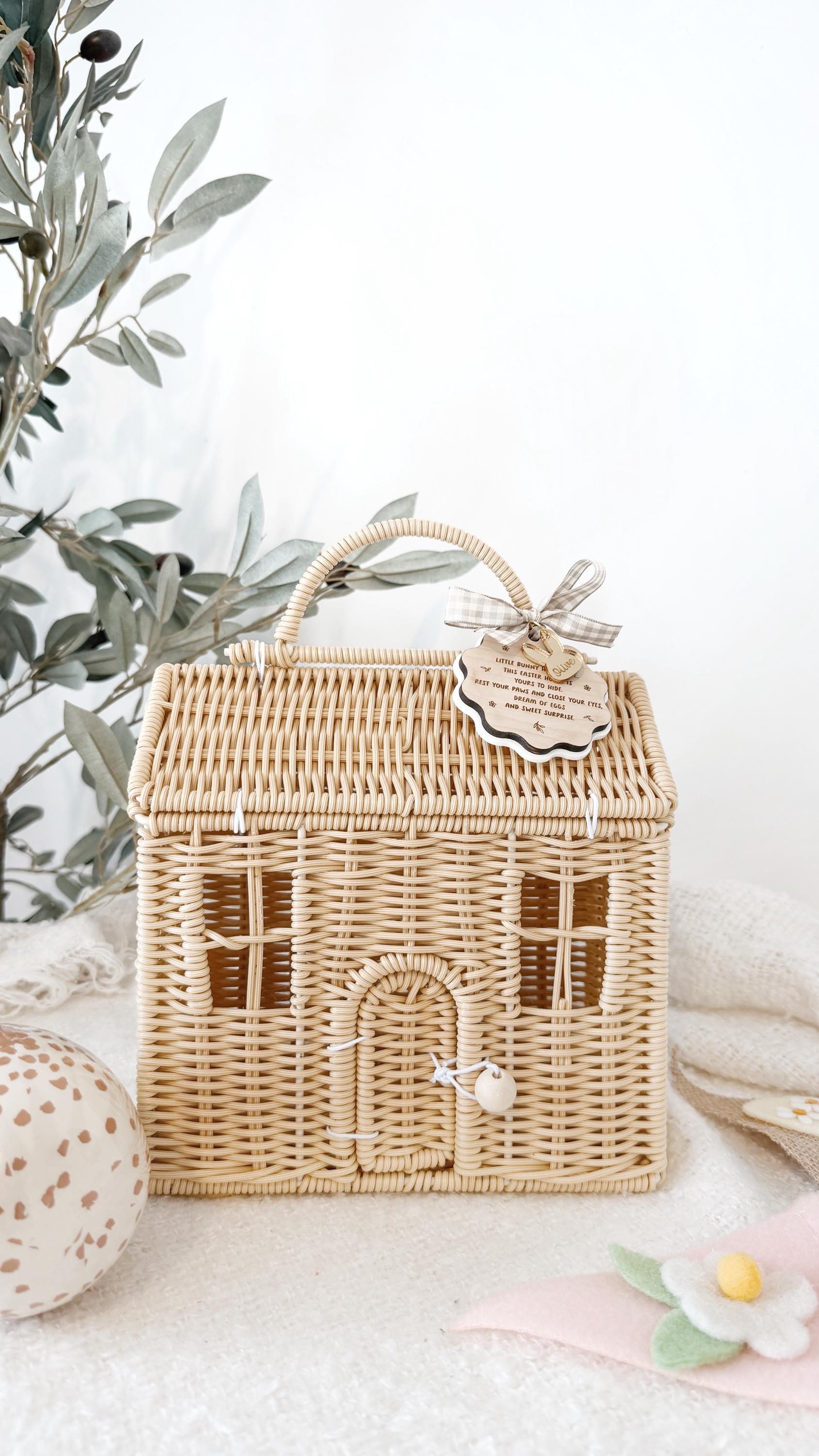 Personalised Easter Wicker Bunny House Basket | Wicker House Bag | Gift Basket | Maileg House