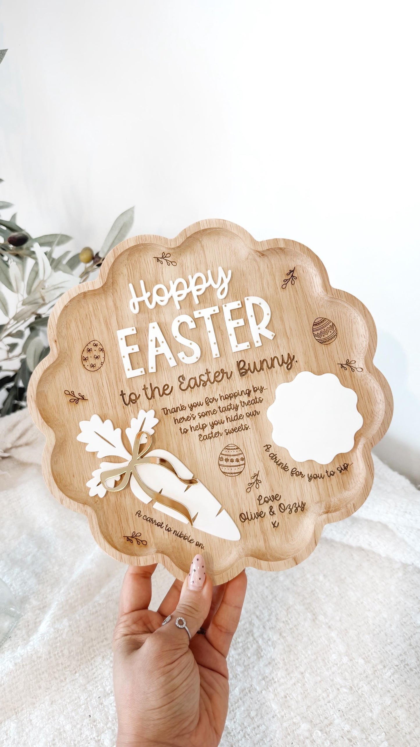 Personalised Easter Bunny Treat Board | Easter Eve Tray | Bunny Treat Plate | Easter Tradition | Easter Bunny Board