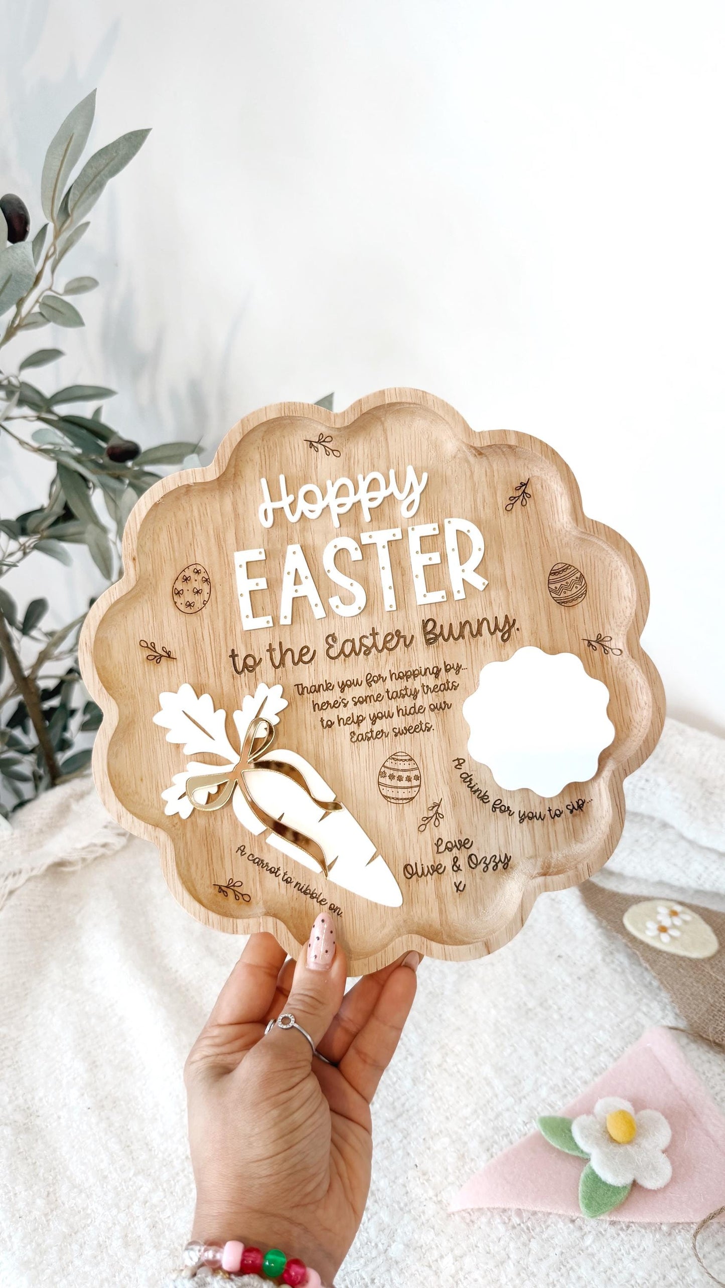Personalised Easter Bunny Treat Board | Easter Eve Tray | Bunny Treat Plate | Easter Tradition | Easter Bunny Board
