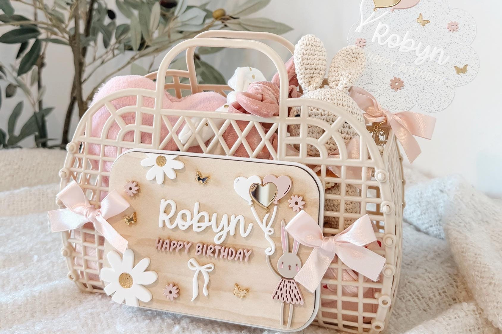 Personalised Birthday Bunny Jelly Basket | Kids Birthday Gift Bag